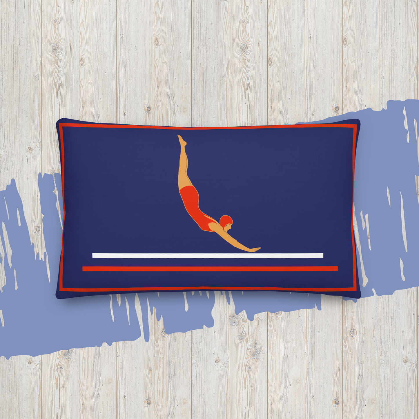 Vintage inspired luxury synchronised swimmer cushion blue and red