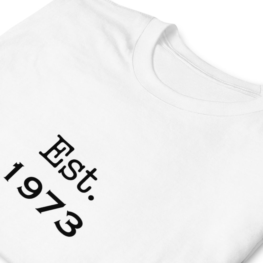 Vintage “EST. 1973” Unisex White T-Shirt | Retro Birthday Year Tee Short-Sleeve Unisex T-Shirt