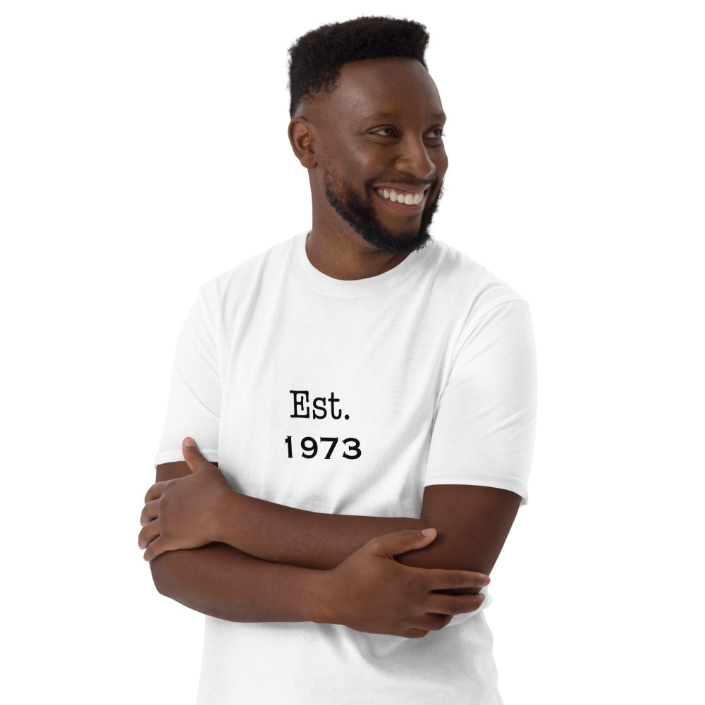 Vintage “EST. 1973” Unisex White T-Shirt | Retro Birthday Year Tee Short-Sleeve Unisex T-Shirt