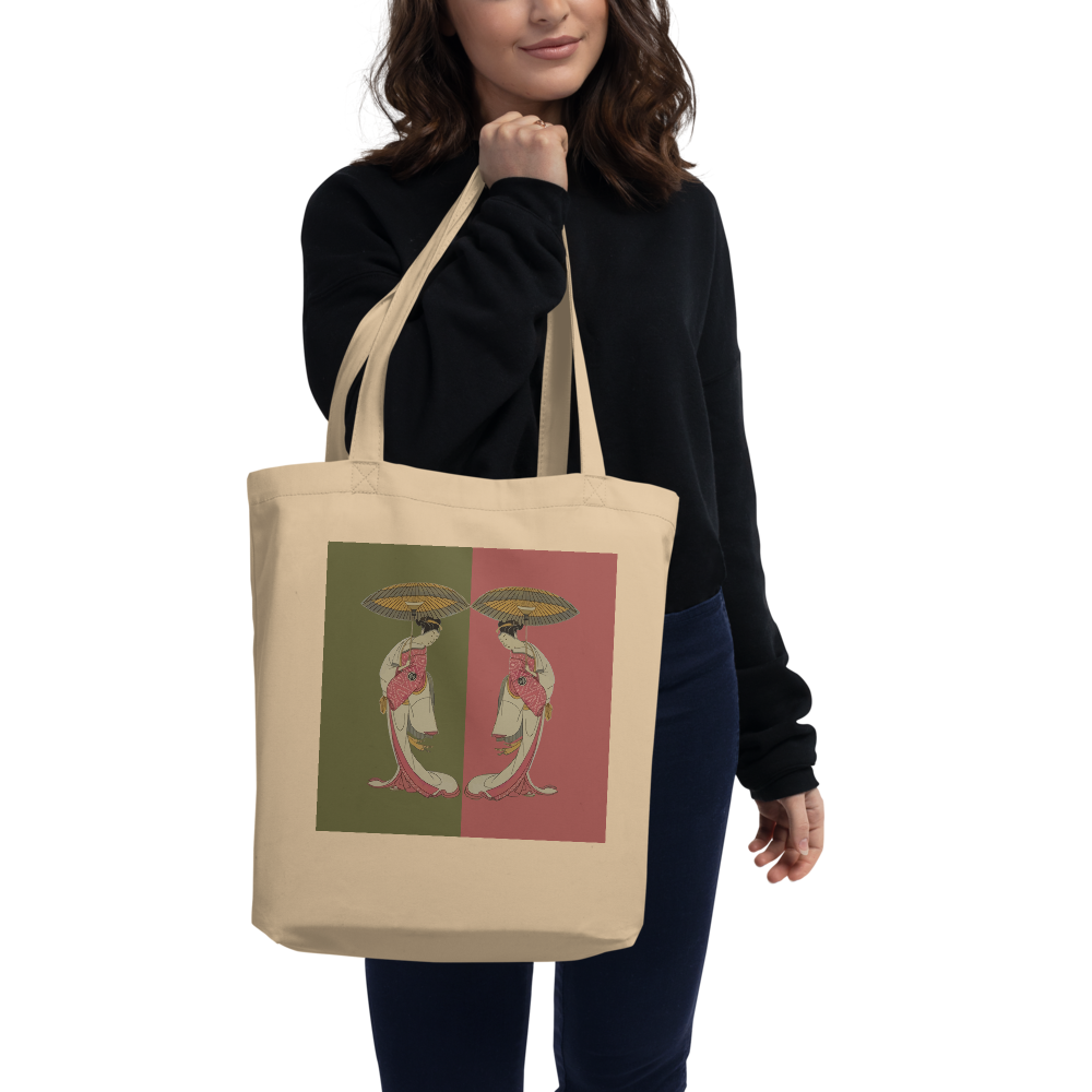 Geisha Reflection Organic Cotton Tote | Japanese-Inspired Eco Bag
