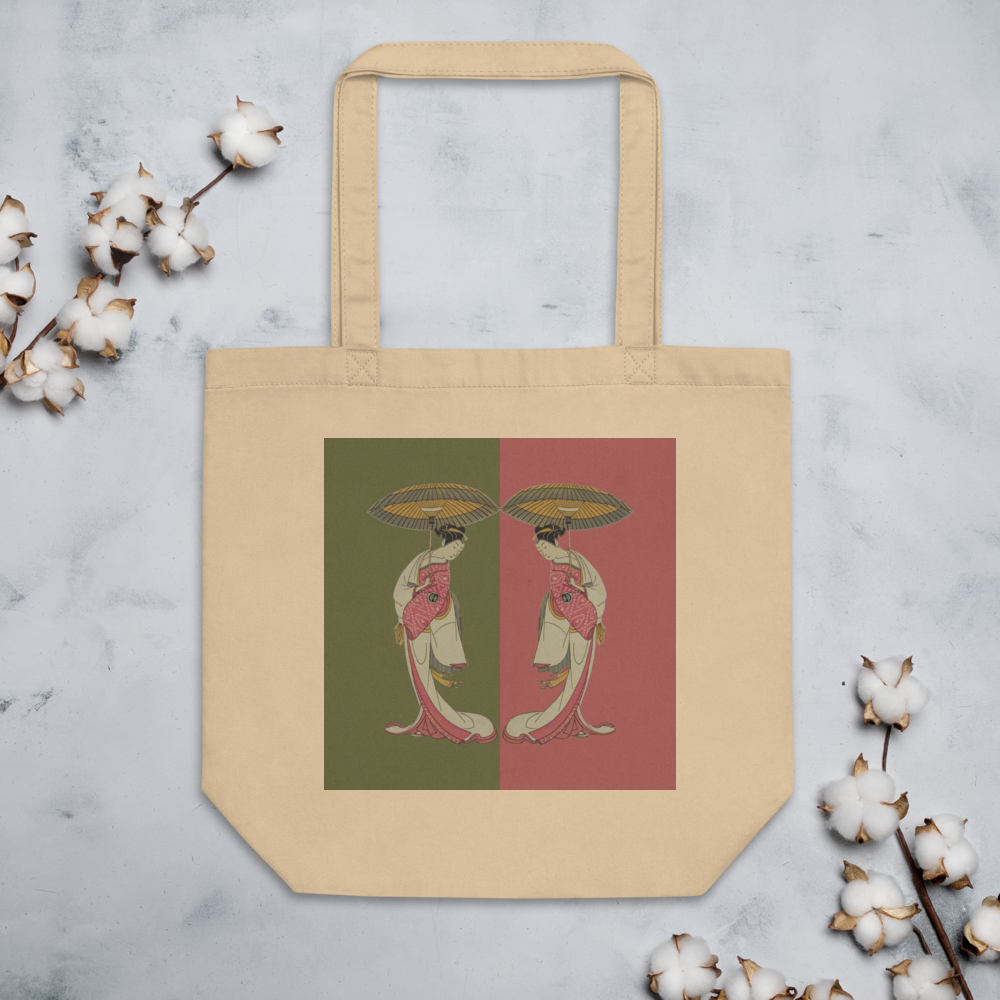 Geisha Reflection Organic Cotton Tote | Japanese-Inspired Eco Bag