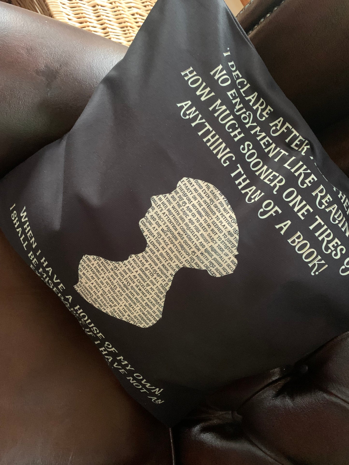 2 x Jane Austen Silhouette Quote Throw Pillow – Book Lover Gift, Literary Reading Cushion with Pride and Prejudice Quote”