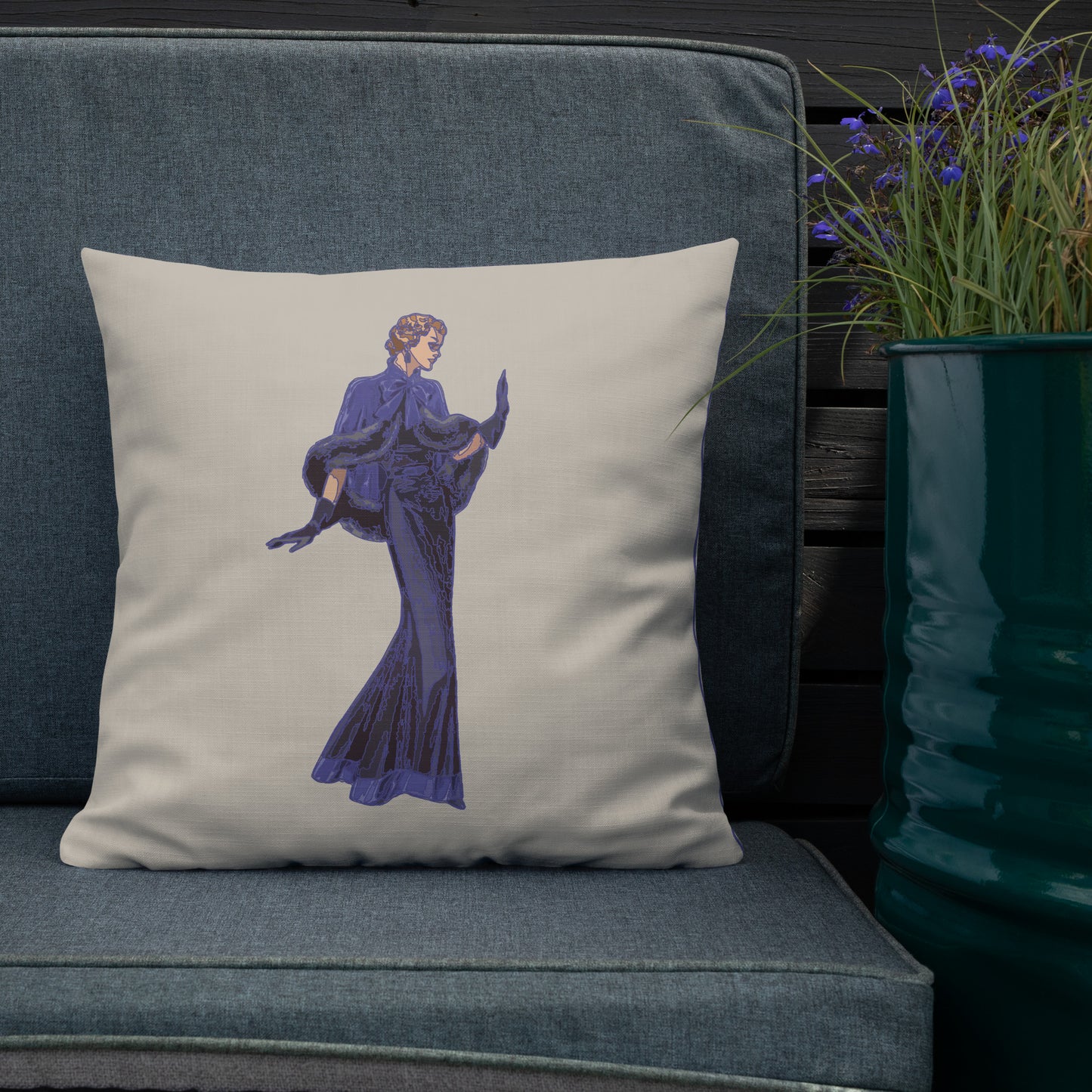 “Purple and Taupe Luxury Cushion – Gatsby Lady Design – Art Deco Inspired Throw Pillow for Glam Home Decor”