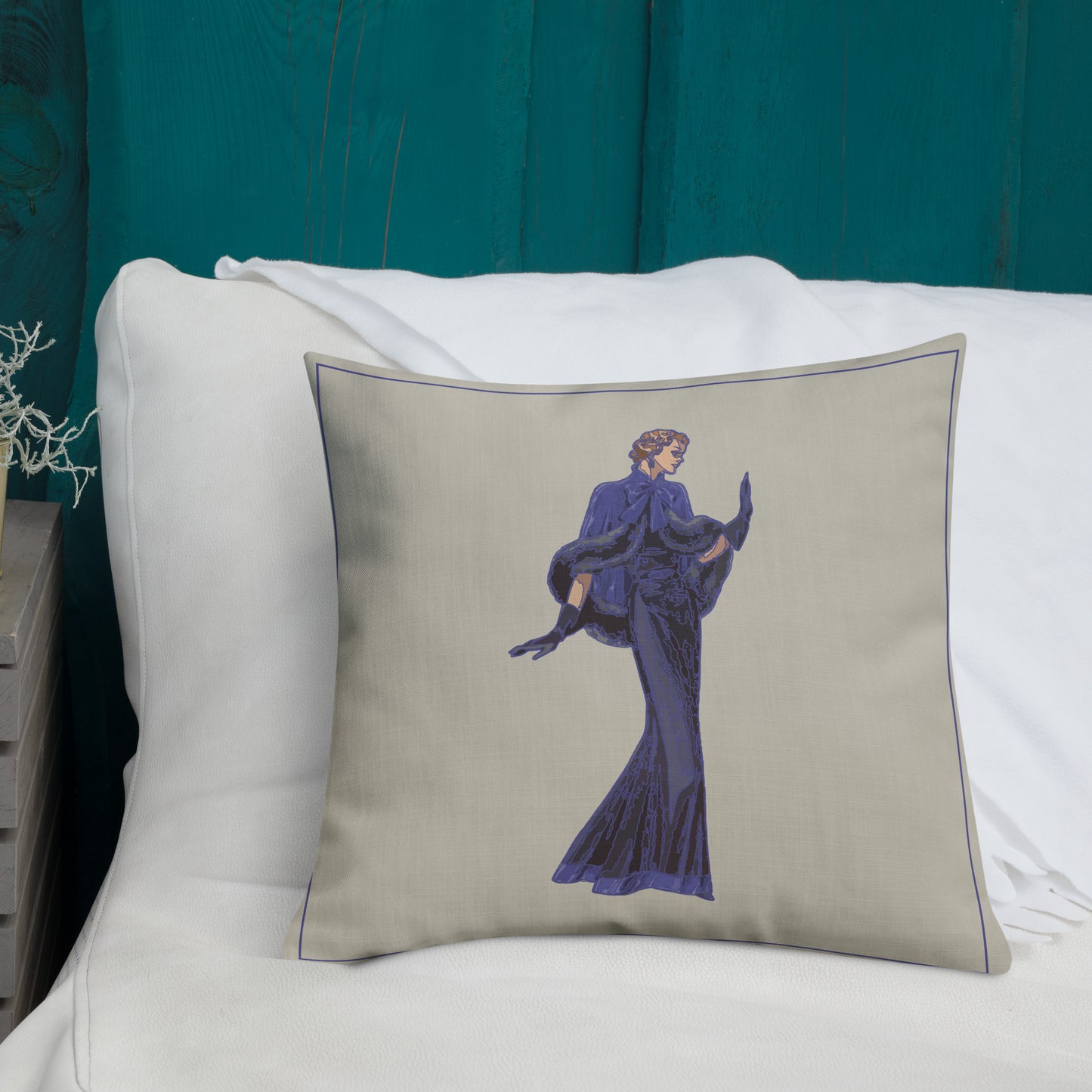 “Purple and Taupe Luxury Cushion – Gatsby Lady Design – Art Deco Inspired Throw Pillow for Glam Home Decor”