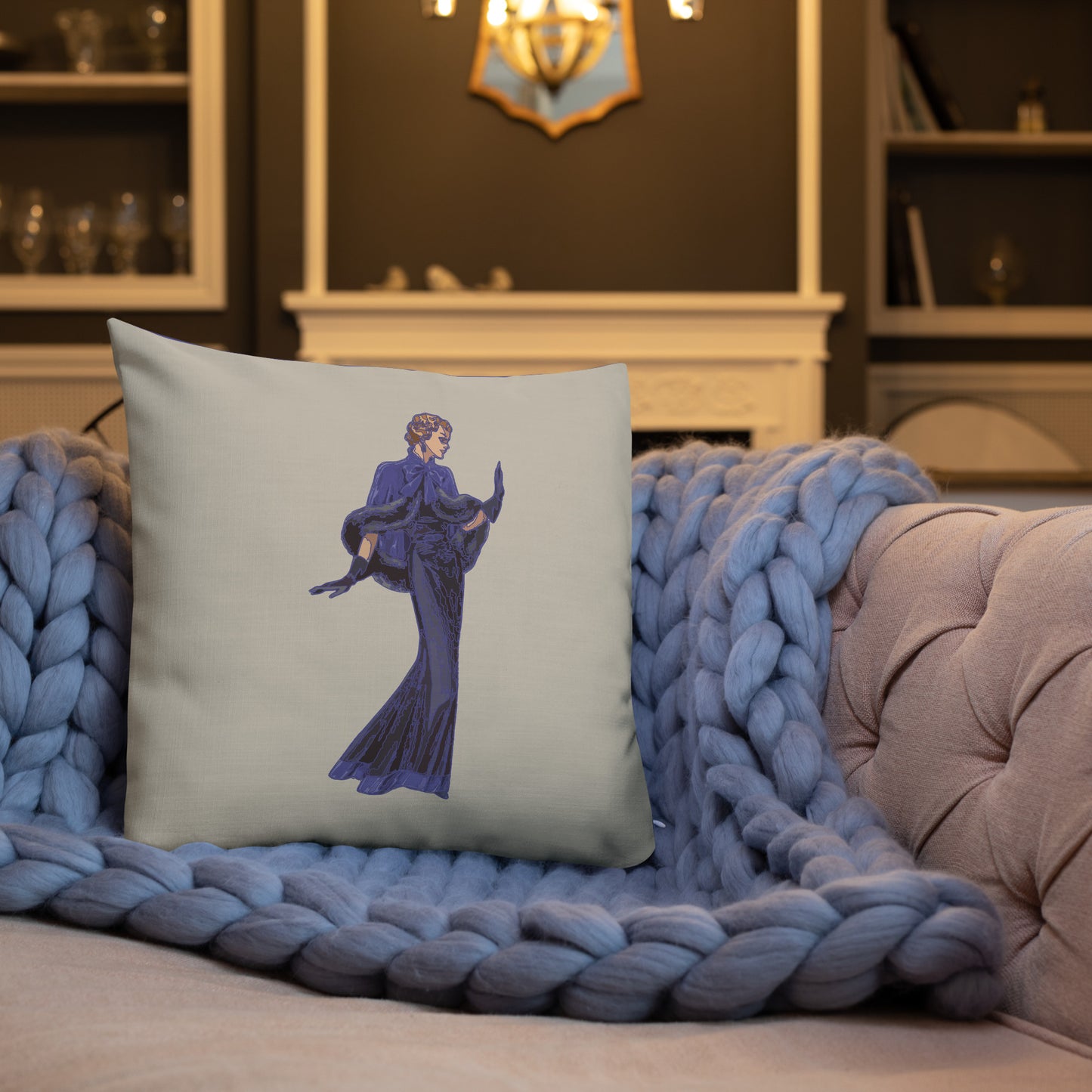 “Purple and Taupe Luxury Cushion – Gatsby Lady Design – Art Deco Inspired Throw Pillow for Glam Home Decor”