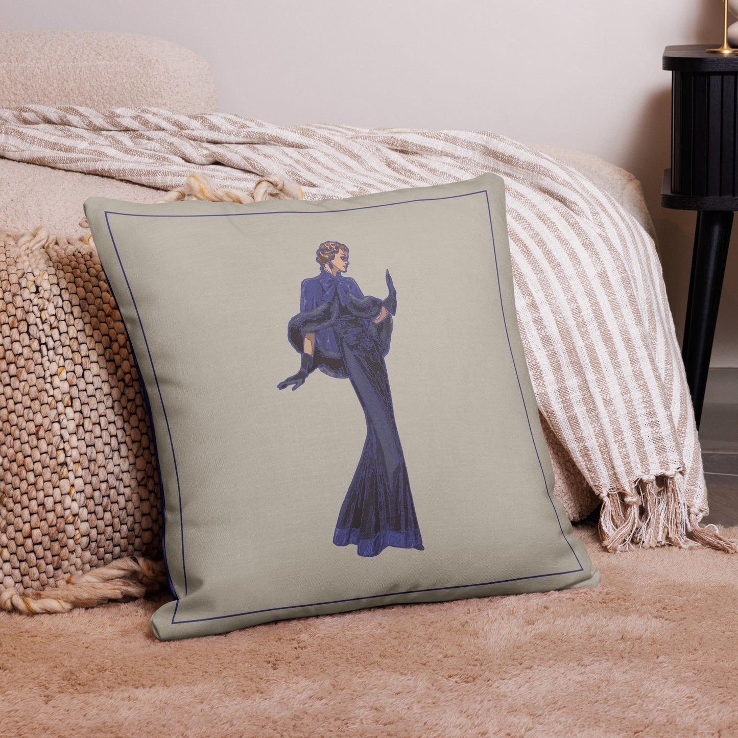 “Purple and Taupe Luxury Cushion – Gatsby Lady Design – Art Deco Inspired Throw Pillow for Glam Home Decor”