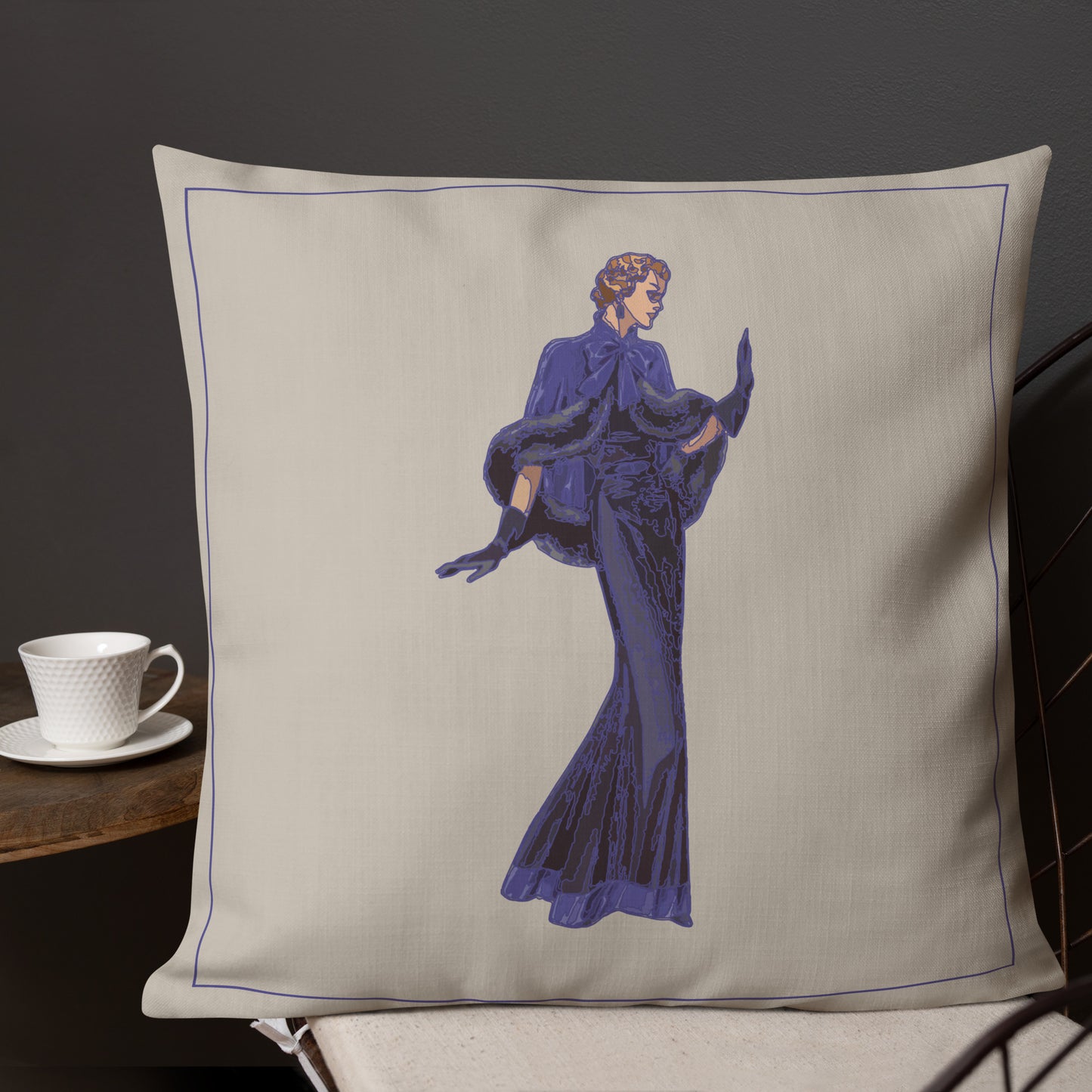 “Purple and Taupe Luxury Cushion – Gatsby Lady Design – Art Deco Inspired Throw Pillow for Glam Home Decor”