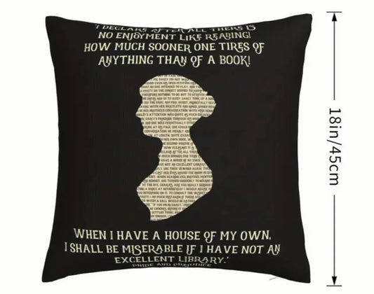 2 x Jane Austen Silhouette Quote Throw Pillow – Book Lover Gift, Literary Reading Cushion with Pride and Prejudice Quote”