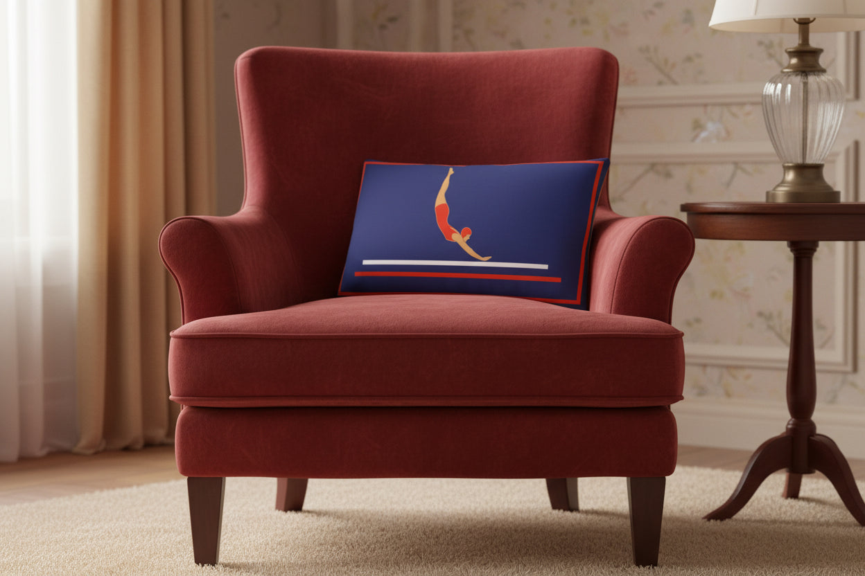 Vintage inspired luxury synchronised swimmer cushion blue and red